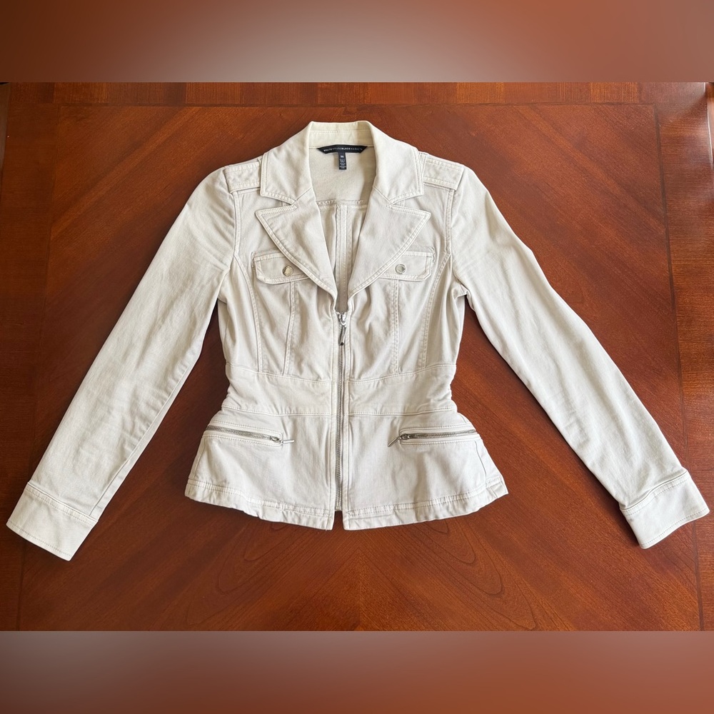 White House Black Market Cream Jean Jacket
